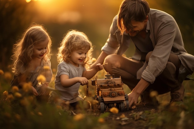 Parents playing with kids