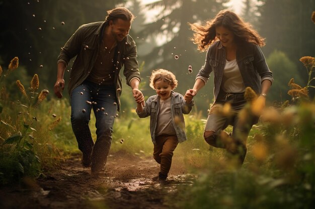 Parents playing with kids