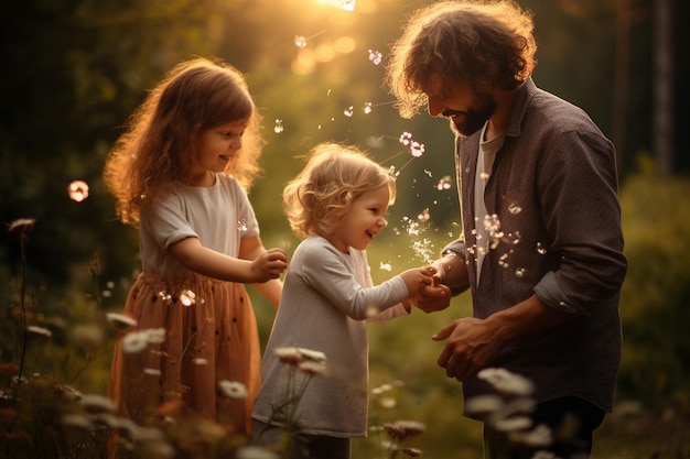 Photo parents playing with kids