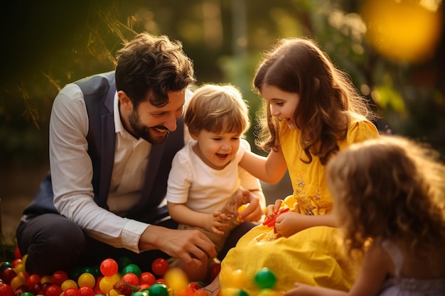 Parents playing with kids