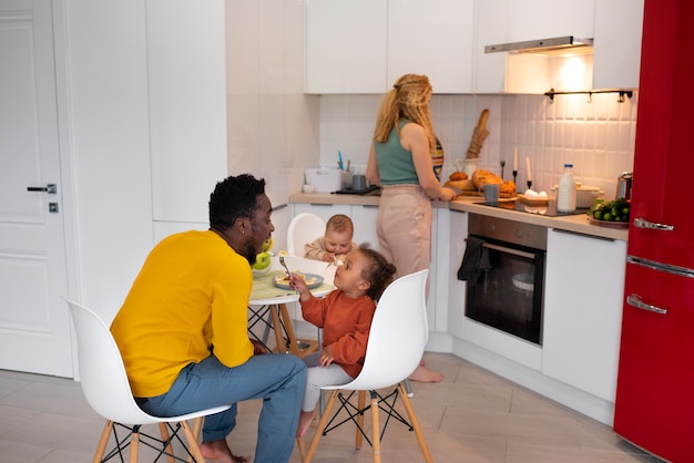 Parents spending time with their black baby