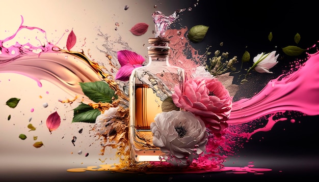 Parfum met bloemige aroma-uitbarsting Generatieve AI