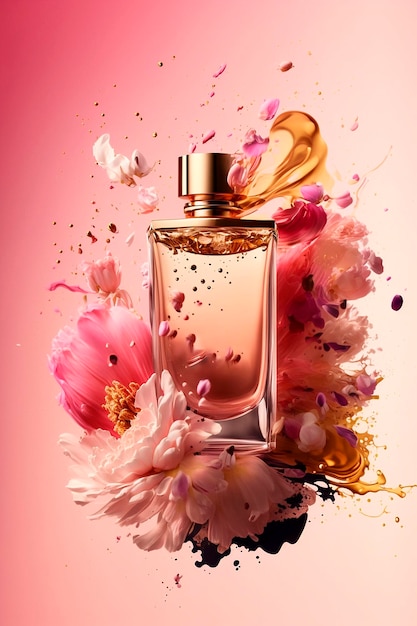 Parfum met bloemige aroma-uitbarsting Generatieve AI