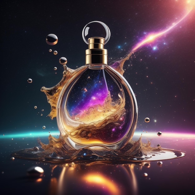 Parfume bottle with splash