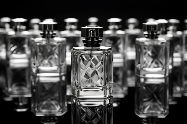 Parfumfles of whiskyfles in elegante stijl op een mockup-stijlachtergrond