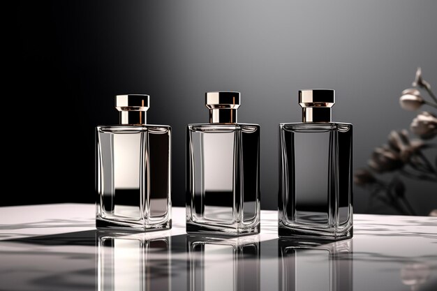 Parfumfles of whiskyfles in elegante stijl op een mockup-stijlachtergrond