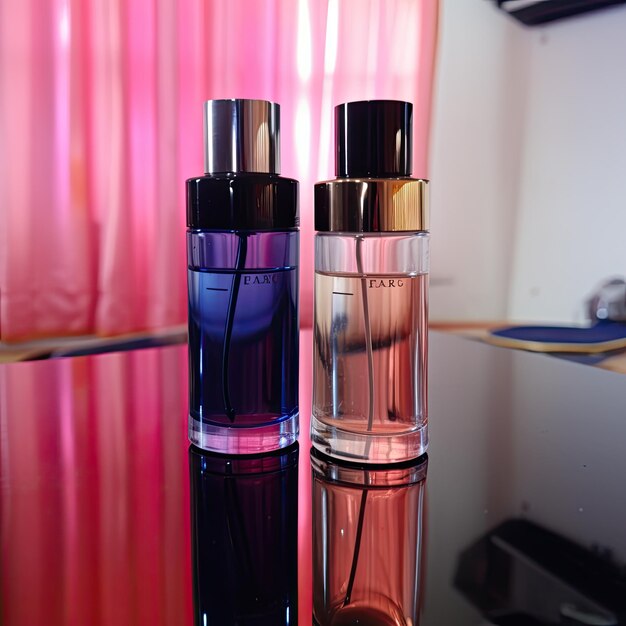 Foto parfumfles op een tafelmodel