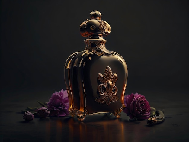 parfumproduct geïsoleerd op donkere achtergrond