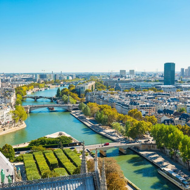 Foto parijs stadsbeeld met de rivier de seine