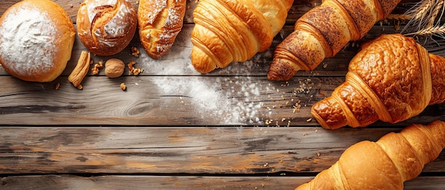 Parijse bakkerij Frans brood assortiment op houten tafel