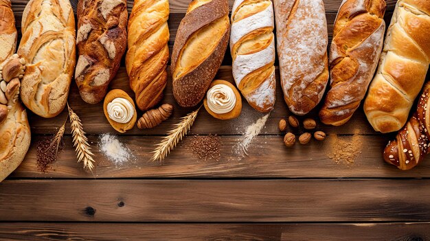 Parijse bakkerij Frans brood assortiment op houten tafel