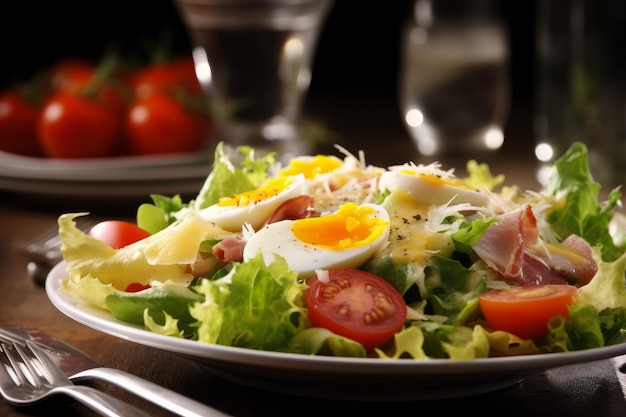 Parijse saladebord eten Vers ei Genereer Ai