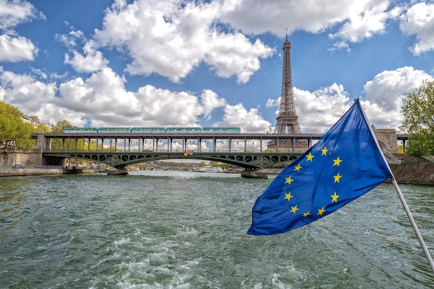 Paris cityscape view panorama from seine