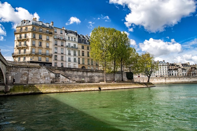 Paris cityscape view panorama from seine