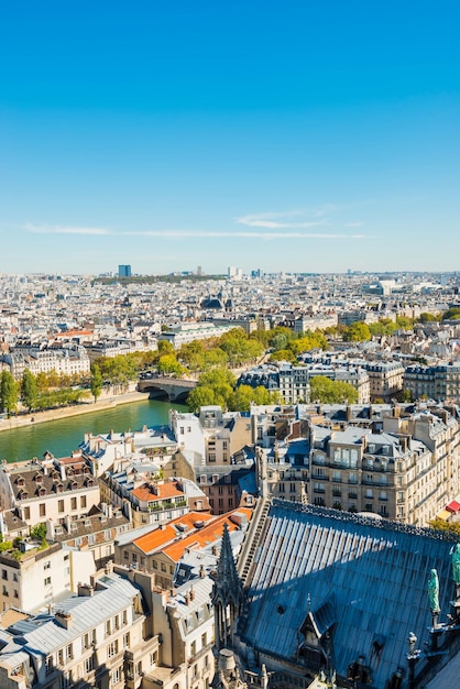 Photo paris cityscape with aerial architecture