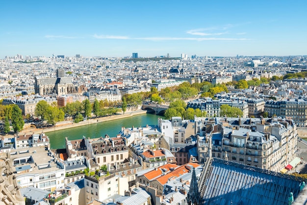 Paris cityscape with aerial architecture