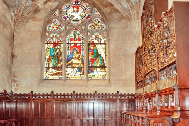 PARIS FRANCE  JULY 06 2016  Indoor SaintGermain lAuxerrois Church near Louvre Its construction in Roman Gothic and Renaissance styles Paris France