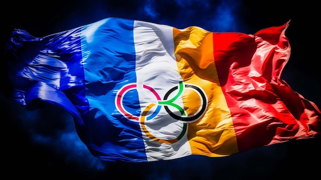 PARIS FRANCE JULY 7 2023 Icon of Summer olympic Games Paris 2024 Held by Athlete Modern Olympic