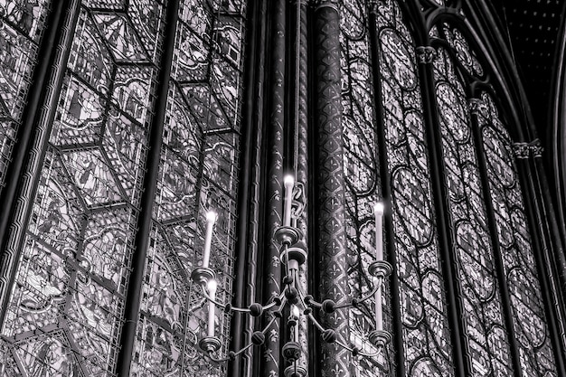 Paris FranceSeptember 24 2017  Black and White Inside Sainte Chapelle