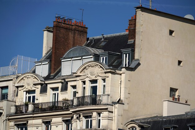 Paris roofs chimney and building cityview