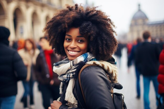 Туристка из Парижа, чернокожая женщина.