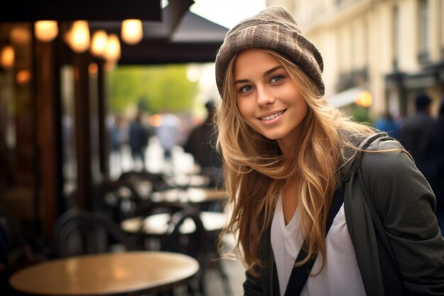 Photo paris tourist woman