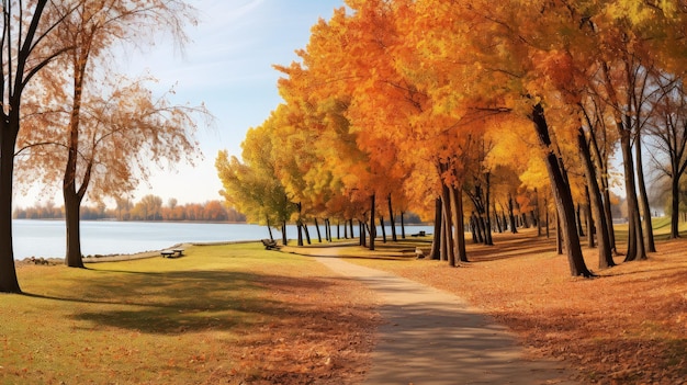 Park autumn scene panorama landscape