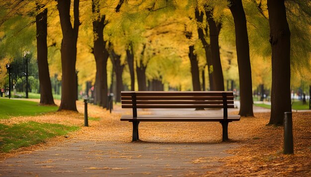 Photo a park bench is in the middle of a park