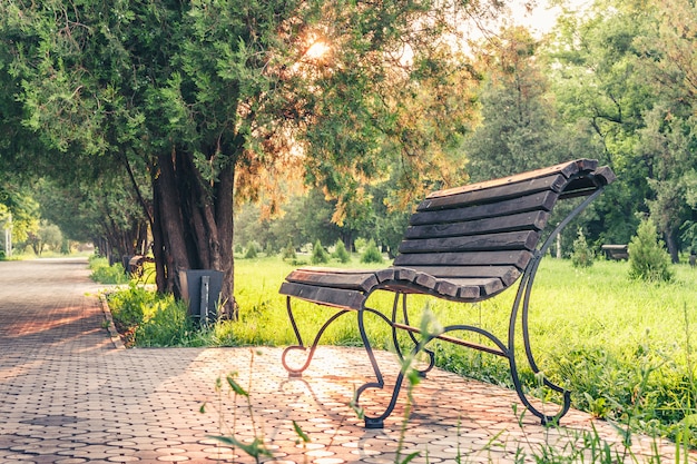 Park bench at sunset