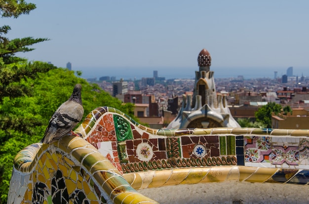 Park Guell op een zomerse dag in Barcelona