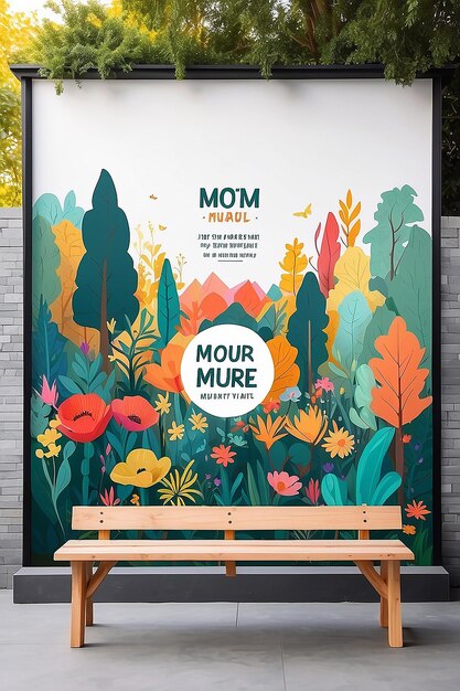 Photo park mural display mockup personalize designs on white