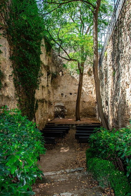 Park in the old town of Girona.  Catalonia