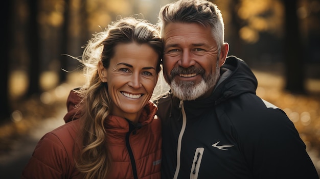 Park Run Love MiddleAged Couple Sharing a Fitness Journey with Smiles