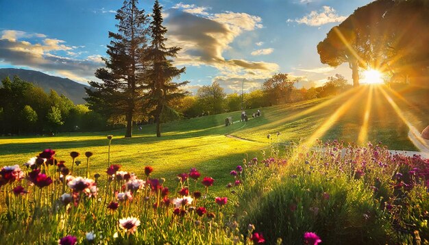 Foto il fascino naturale del parco in una giornata di sole