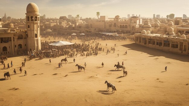 a park of sand and the people playing polo game here and also people standing here