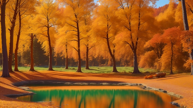 Park scene in autumn for wallpaper