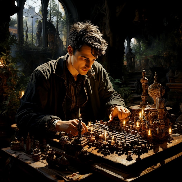 Park schaakmat schaakstrategie in de open lucht