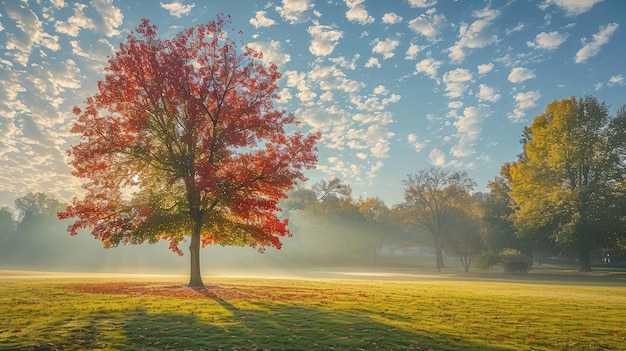 Photo park tree in the morning