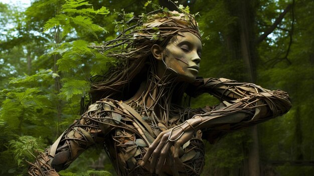 A park where artists collaborate to create living sculptures that change and evolve over time ar