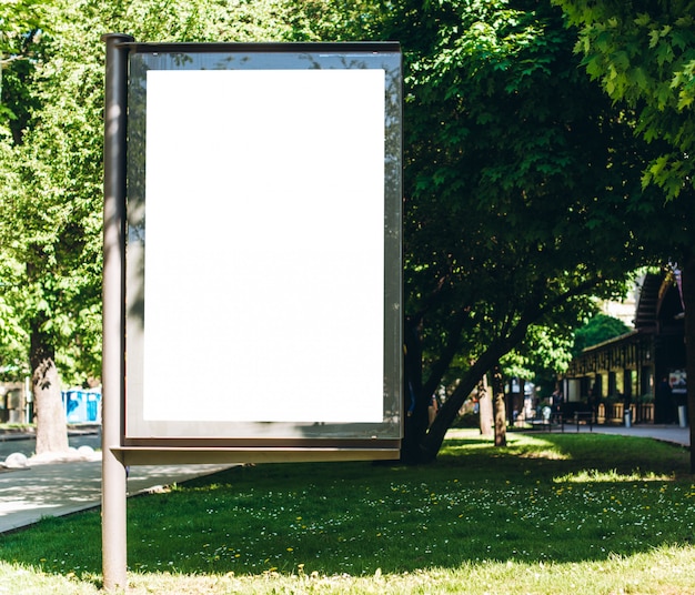 Photo park white billboard, placed in the square.