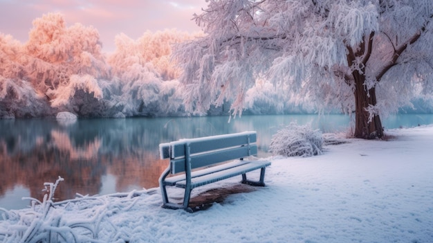 Park at winter snow