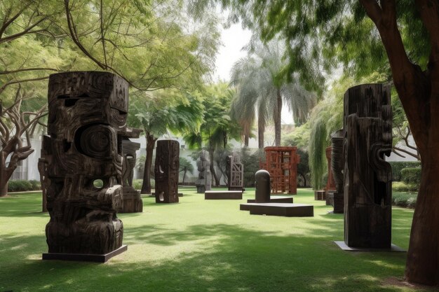 Парк с коллекцией уникальных скульптур и инсталляций современного искусства, созданных с помощью генеративного искусственного интеллекта.