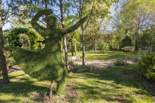 A park with gardens full of artistic pruning figures