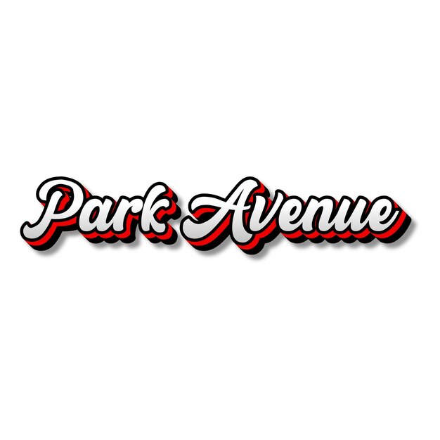 ParkAvenue Text 3D Silver Red Black White Background Photo JPG