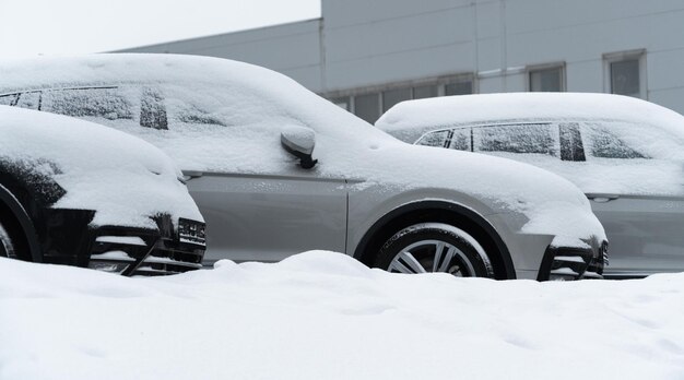 Photo parked cars covered with snow