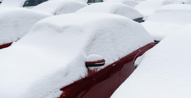 写真 雪に覆われた駐車中の車