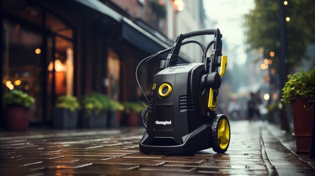 Parked Lawn Mower on Side of Road