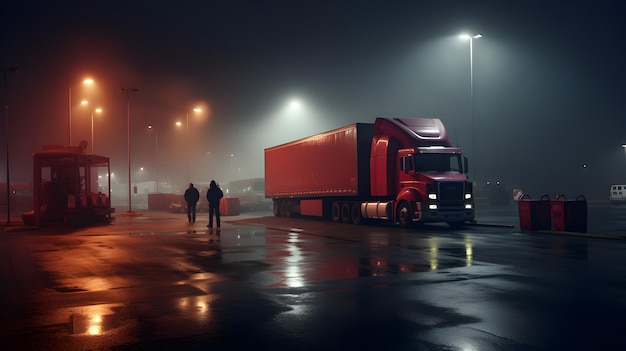 Parked Truck at Truck Stop