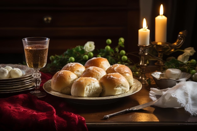 Parker House Rolls kerstdiner Voedselfoto