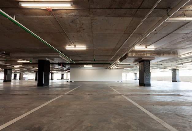 Parking garage interior, industrial building